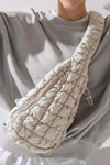White Marshmallow Quilted Drawstring Decor Sling Bag - Cocoa Yacht Club