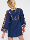 Embroidered Bohemian Holiday Style BabyDoll Dress