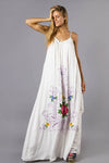 Loose Elegant Flower Embroidered Sling Dress