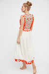 Summer Bohemian Flower Embroidered Fringe Trimmed Vest Dress