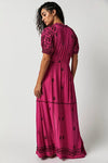 Elegant Cotton Embroidered Lace Up Long Dress
