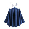 Electric Blue Sleeveless Halter Denim Dress