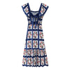 Quilt Print Casual Bow Backless Dress