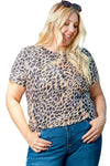 Leopard Basic Plus Size Short Sleeve T-shirt