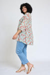 lightweight Button Accent Ditsy Floral Tunic - Cocoa Yacht Club