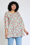 lightweight Button Accent Ditsy Floral Tunic - Cocoa Yacht Club