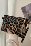 White Leopard Print Wrist Strap Zipped Wallet