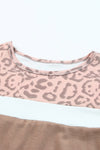 Khaki Leopard Color Block Plus Size Top