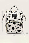 Bright White Animal Spot Print Multi Pocket Canvas Backpack