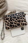 White Leopard Print Wrist Strap Zipped Wallet