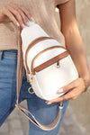 White Casual Multi Zipped Street Sling Bag - Cocoa Yacht Club