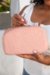Pink Teddy Fleece Large Capacity Makeup Bag