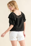 And The Why Square Neck Ruffled Blouse - Cocoa Yacht Club