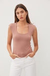 Be Cool Square Neck Cap Sleeve Tank - Cocoa Yacht Club