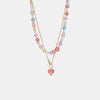 Beaded Double-Layered Heart Pendant Necklace - Cocoa Yacht Club