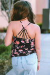 Beige Boho Floral Spaghetti Strap Backless Camisole - Cocoa Yacht Club