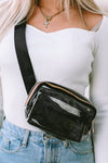 Black Adjustable Straps Zipper Clear Waist Bag - Cocoa Yacht Club