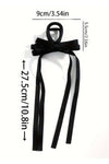 Black Elegant Ribbon Long Tail BowKnot Clip - Cocoa Yacht Club