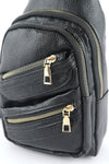 Black Faux Leather Zipped Sling Bag - Cocoa Yacht Club