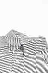Black Striped Casual Shirred Cuffs Shirt - Cocoa Yacht Club