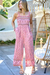 FLORAL SMOCKED DETAIL WITH RUFFLE JUMPSUIT - Cocoa Yacht Club