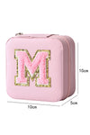 Pink Initial M Chenille Square Jewelry Box