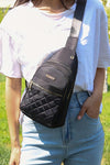 Black Quilted Multi-Pocket Zip Crossbody Chest Bag - Cocoa Yacht Club