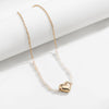 Gold-plated Pearl Chain Heart Pendant Necklace - Cocoa Yacht Club