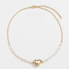 Gold-plated Pearl Chain Heart Pendant Necklace - Cocoa Yacht Club