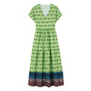 Green Printed Layered Stitching Midi Dress - Cocoa Yacht Club
