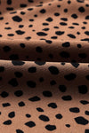 Khaki Leopard 3/4 Ruffle Sleeve Frill Neck Blouse - Cocoa Yacht Club