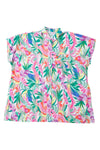 Multicolor Tropical Print Button-up Short Sleeve Beach Cover Up - Cocoa Yacht Club