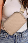 Parchment Checkered Zipped Buckle Strap Crossbody Bag - Cocoa Yacht Club