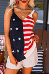 Red Stars and Stripes Patriotic Flag Pattern Knitted Tank - Cocoa Yacht Club