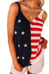 Red Stars and Stripes Patriotic Flag Pattern Knitted Tank - Cocoa Yacht Club