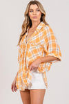 SAGE + FIG Plaid Button Up Side Slit Shirt - Cocoa Yacht Club