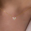Titanium Steel Natural Opal Butterfly Necklace - Cocoa Yacht Club