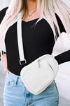 White Adjustable Strap Zipper PU Leather Sling Bag - Cocoa Yacht Club