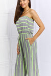 Sew In Love Pop Of Color Full Size Sleeveless Striped Jumpsuit - Cocoa Yacht Club