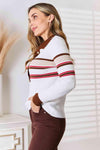 Basic Bae Striped Collared Neck Rib-Knit Top - Cocoa Yacht Club