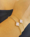 14k Solid Gold Opal Clover Bracelet - Cocoa Yacht Club