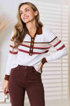 Basic Bae Striped Collared Neck Rib-Knit Top - Cocoa Yacht Club