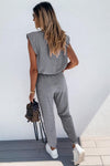 Padded Shoulder Top and Joggers Lounge Set - Cocoa Yacht Club
