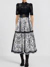 Jacquard Long Belted Swing Skirt - Cocoa Yacht Club
