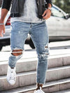 Solid Casual Ripped Pencil Jeans - Cocoa Yacht Club