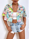 Women's Lucy Resort Short Sleeve Button-Up Camp Crop Shirt - Cocoa Yacht Club