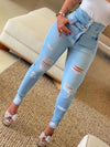 high waist ripped jeans pencil pants - Cocoa Yacht Club