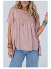 Solid Color Loose Short Sleeved Top - Cocoa Yacht Club